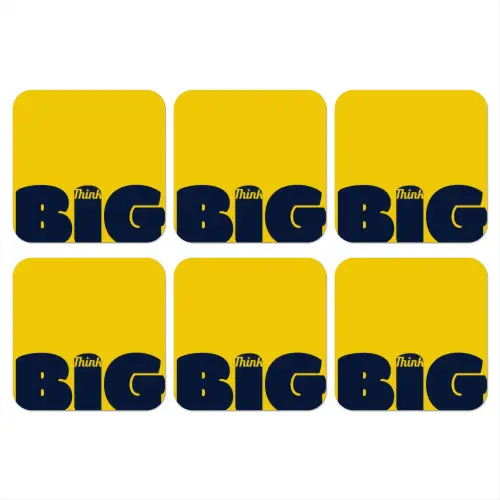Geel - Think big - Grafisch onderzetter kurk middel -3d