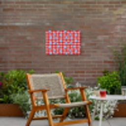 Ruit - Sterren - Rood Tuinposter op houten frame 2 cm dik klein 845 -sfeer3
