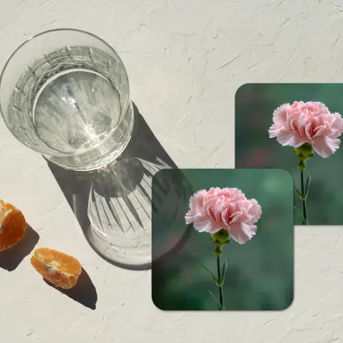 Anjer - Roze - Bloemblaadjes onderzetter kurk middel -sfeer4
