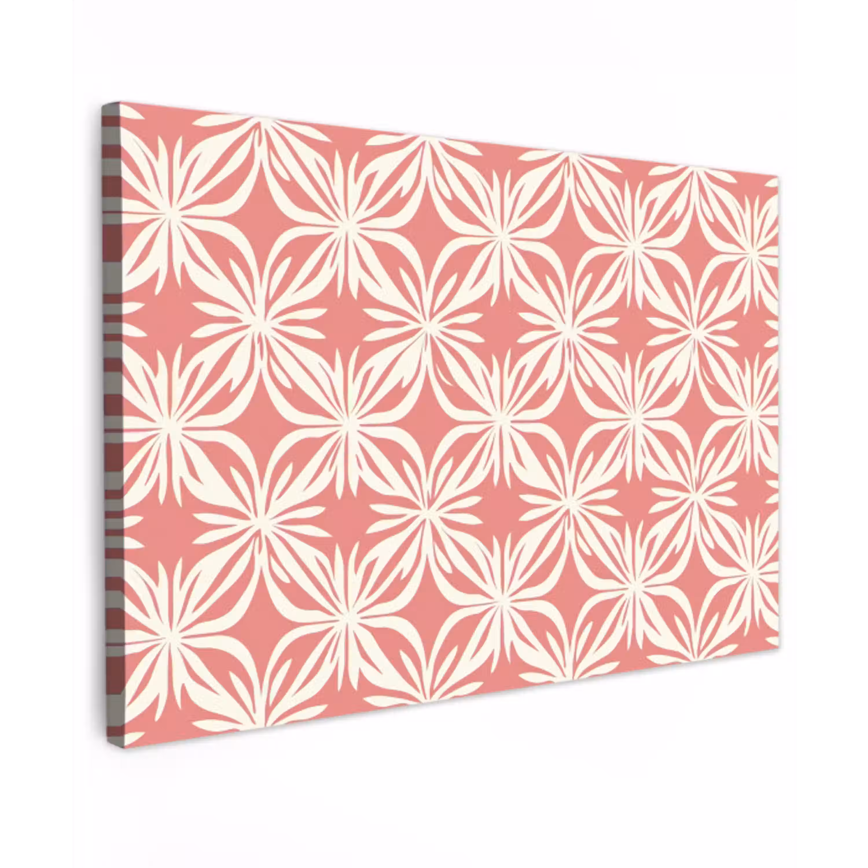 Roze - Bloemenmotief - Wit - Modern canvas 2cm klein 34 -z3d