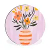 Vaas - Gestreept - Bloemen - Oranje Wandcirkel aluminium klein -3d