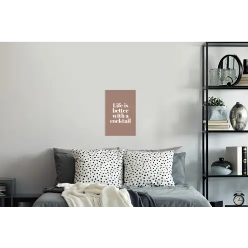 Cocktail - Tekst - Patroon - Wit Muursticker klein -slaapkamer