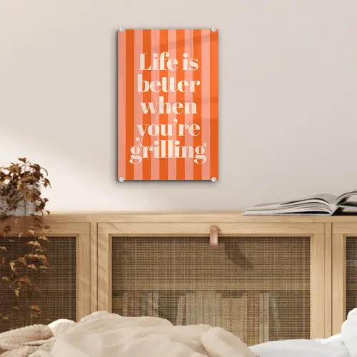 Tekst - Gestreept - Oranje - Zomer plexiglas 5mm klein -sfeer4