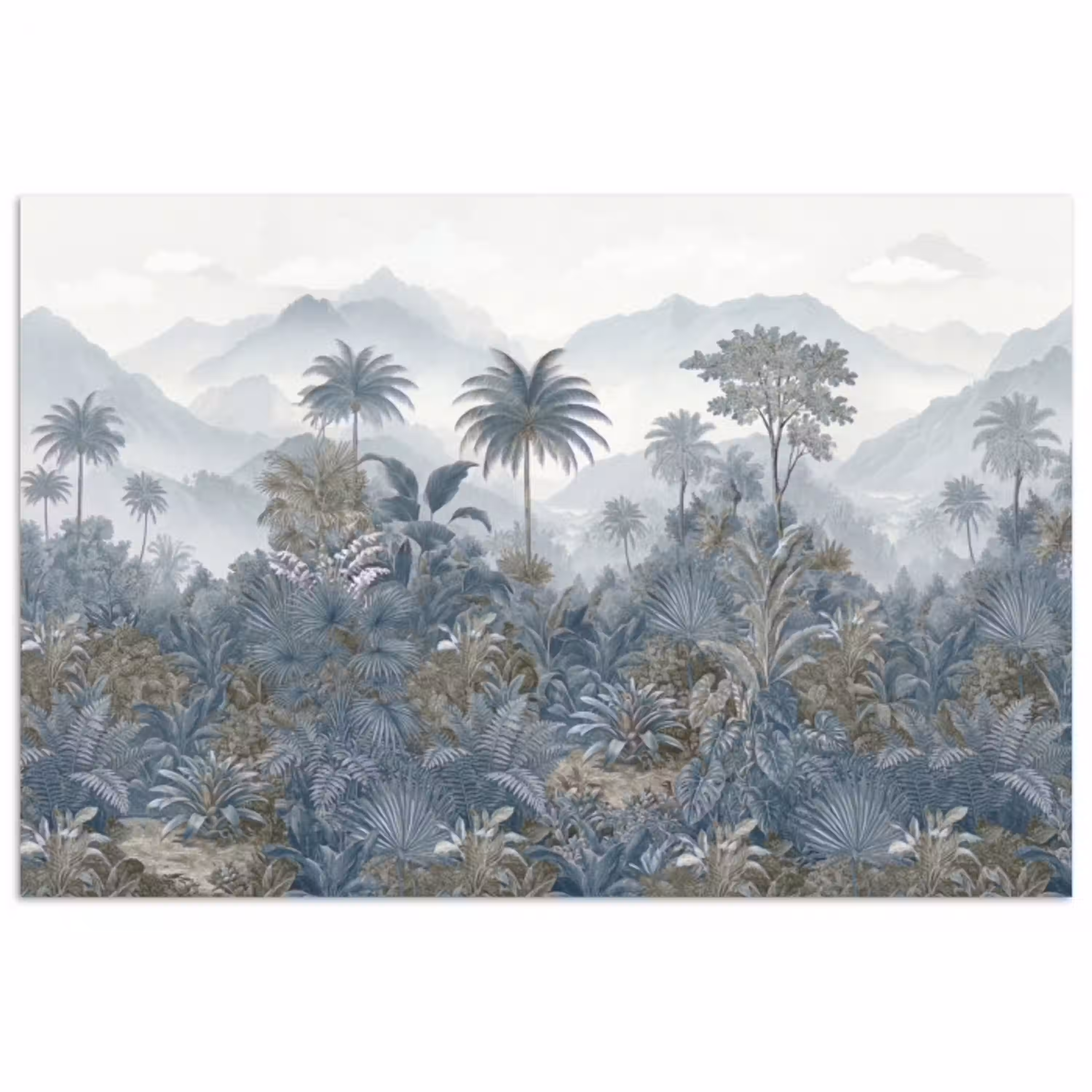Jungle - Landschap - Blauw poster papier klein -3d