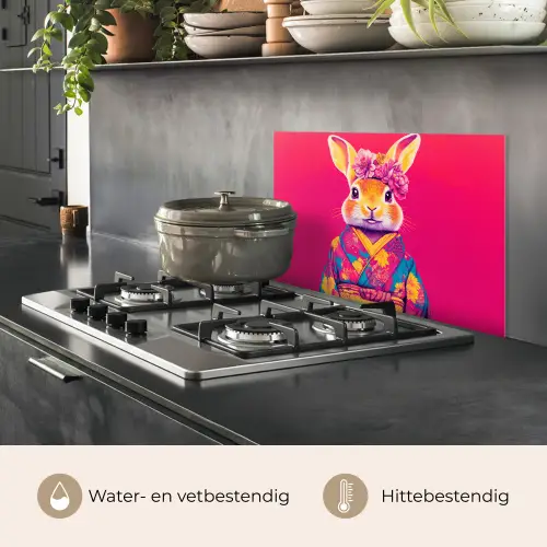 Konijn - Bloemen - Kleurrijk - Kimono keuken achterwand spatscherm klein -usp_NL