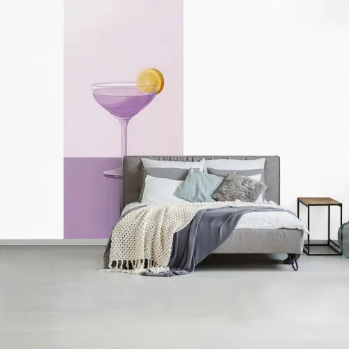 Cocktail - Paars - Minimalistisch - Citroen fotobehang vinyl groot -slaapkamer