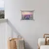 Doorkijk - Lavendel - Bloemen - Hout - Zonsondergang - Paars tuinposter los doek klein -sfeer8