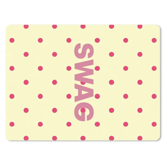 Swag - Roze - Stippen - Geel muismat rubber klein -3d