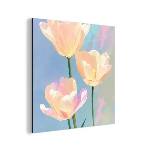 Tulpen - Roze accenten - Blauw aluminium wit klein -3d