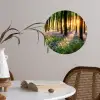 Bos - Bloemen - Lavendel - Zon - Paars - Natuur Wandcirkel behangsticker klein -sfeer3