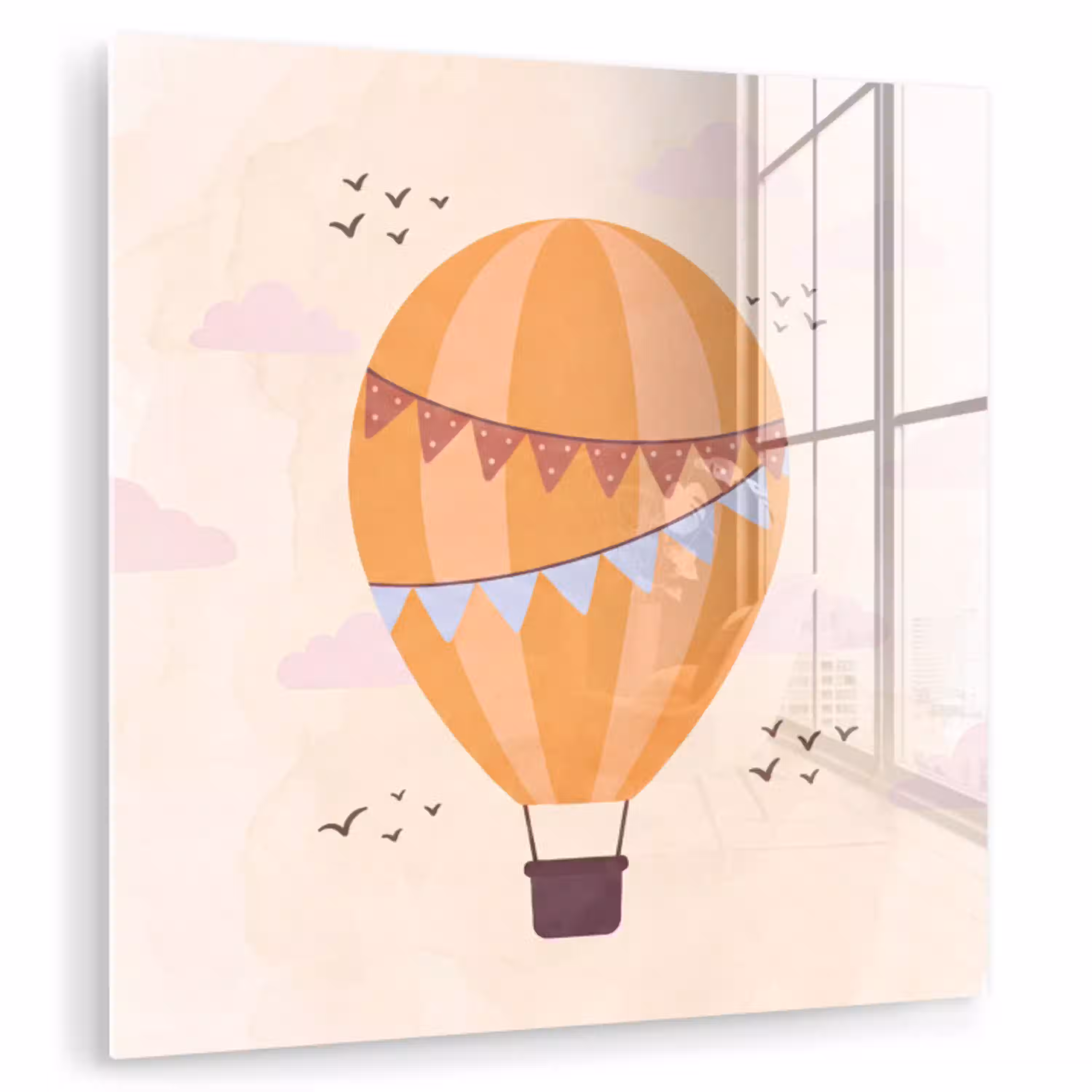 Luchtballon - Slingers - Avontuur - Illustratie - Oranje plexiglas 5mm klein -zzzproduct_nieuw