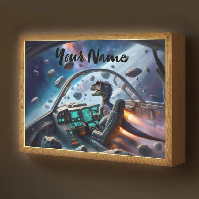 Lightbox - Kids' Wall Lamp with Name -. Dino - Space - Boys