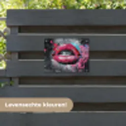 Lippen - Felroze - Graffiti - Verfstrepen tuinposter los doek klein -sfeer3
