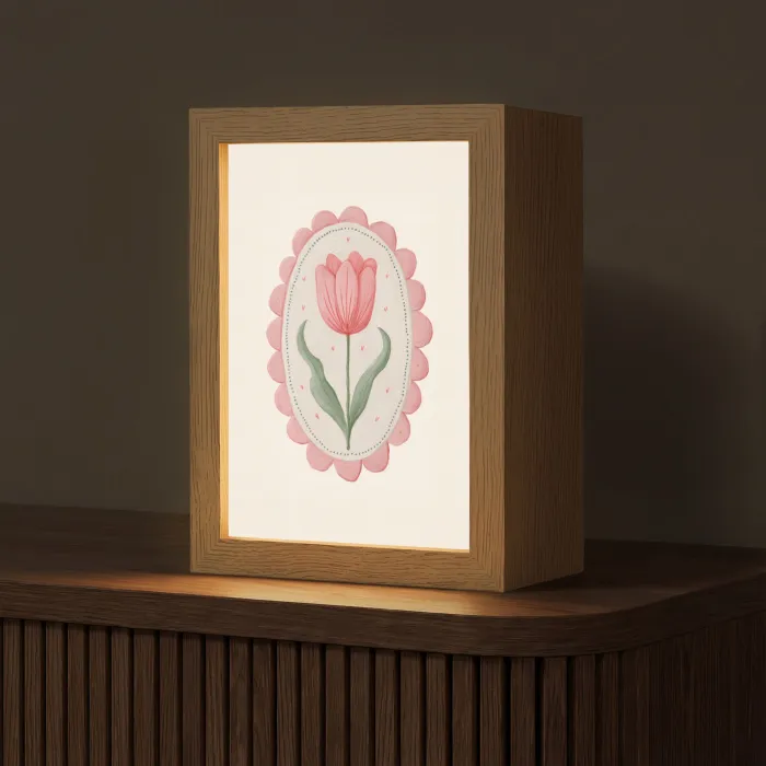 Tulp - Lijst - Ovaal - Illustratie Light Box met kabel (Tafellamp) klein -z3d_website
