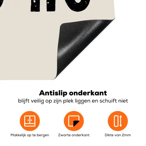 Kerstmis - Ho ho ho - Spreuken - Beige - Kerstman Inductie beschermer vinyl 3mm klein -zzzzzzz-td-onderkant