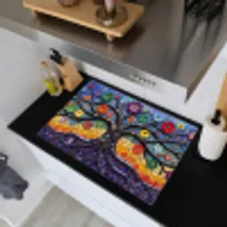 Levensboom - Mozaïek - Bloemen - Kleurrijk - Vrolijk Inductie beschemer met haakjes klein -sfeer1
