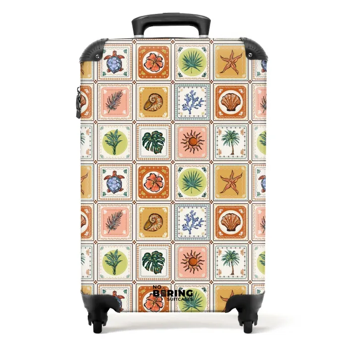 Zomerse tegeltjes print NBS - Handbagage koffer - Kinderen Unisex middel -productfoto_recht