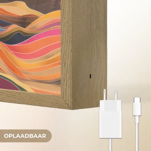 Zon - Kleurrijk landschap - Bergen Light Box met batterij (Wandlamp) middel -USP_websiteoplaadbaarNL