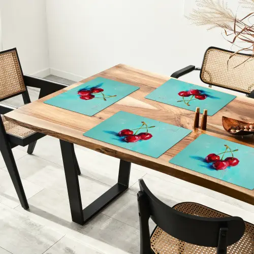 Kersen - Rood - Drie - Geverfd Placemat vinyl groot -zzsfeer4_Kitchenyeah-website