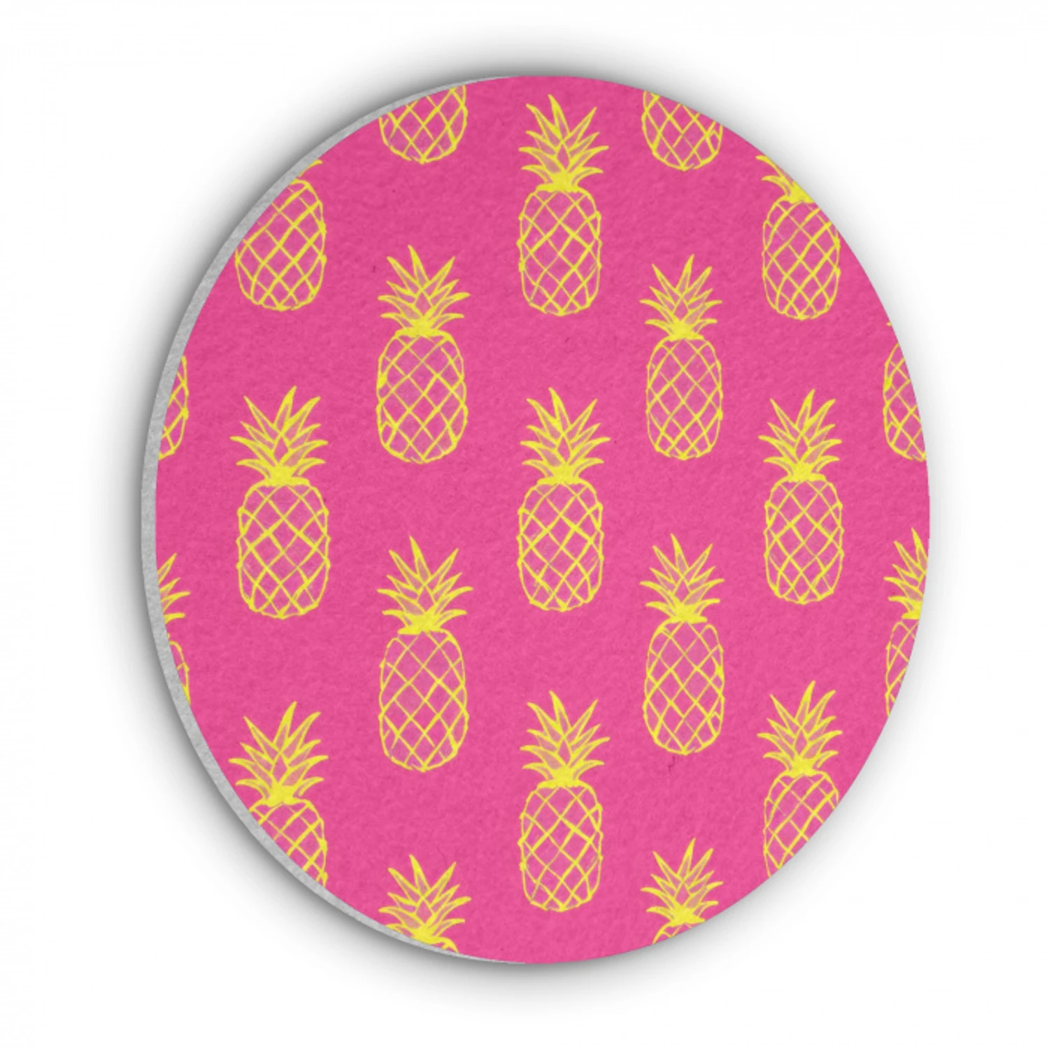 Ananas - Trendy - Roze Akoestische PET Vilt - Rond klein 838 -3d