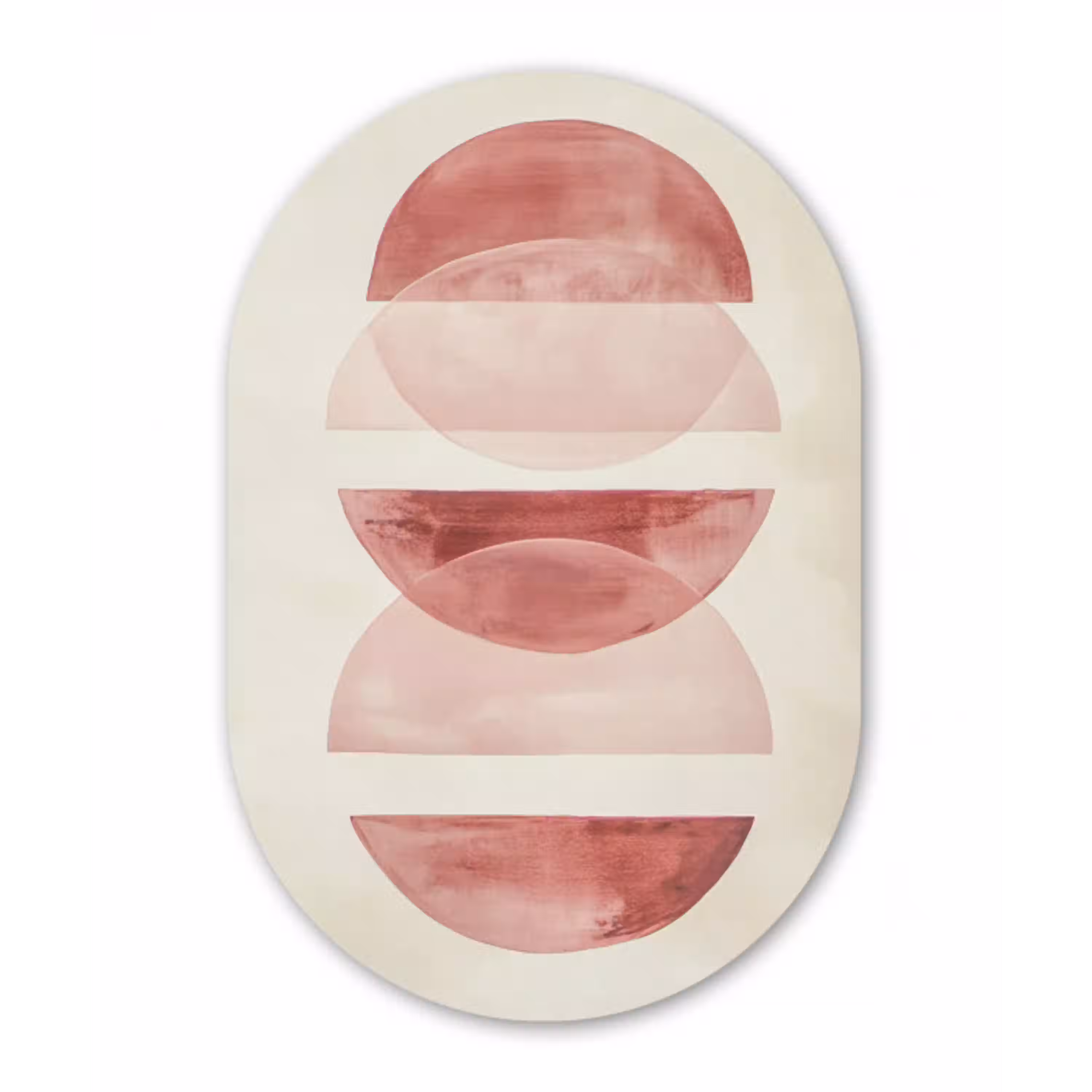 Minimalistisch - Cirkels - Roze Wandcirkel Ovaal Glas middel -3d
