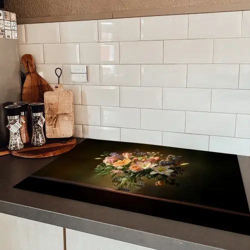 Glazen - Bloemen - Boeket - Kleuren Inductie beschermer vinyl 3mm klein -sfeer3
