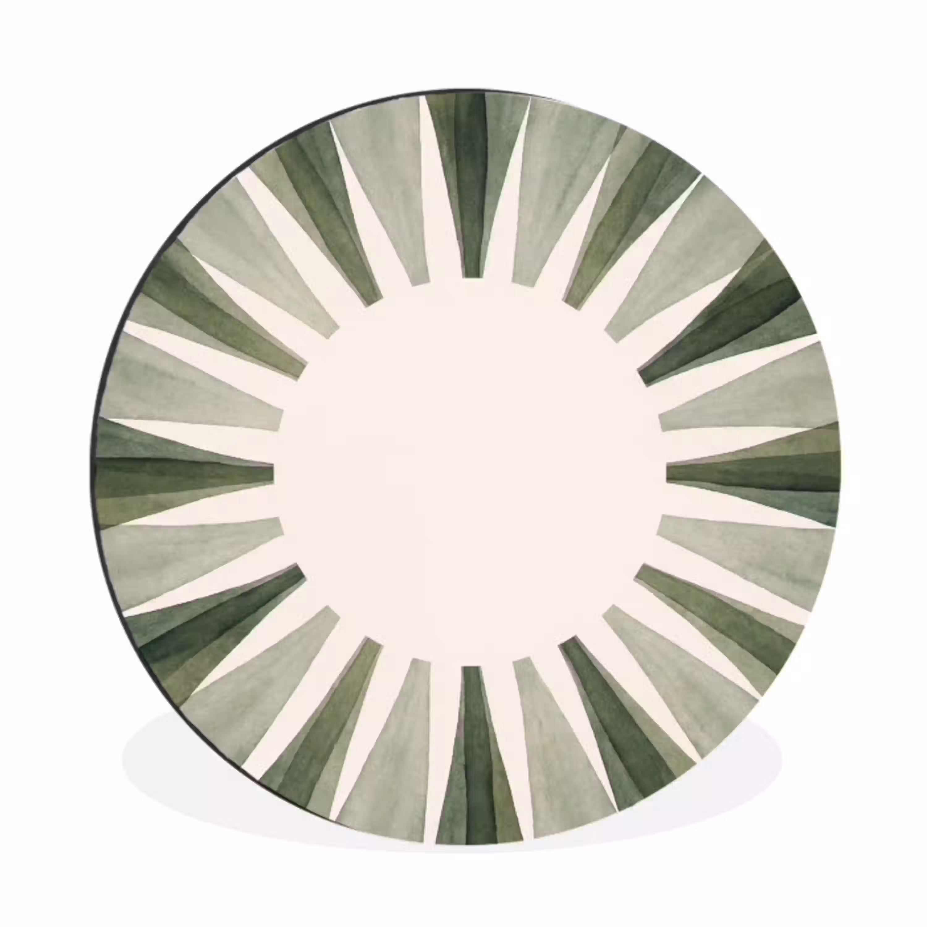 Planten - Abstract - Waterverf - Groen - Natuur Wandcirkel aluminium klein -3d