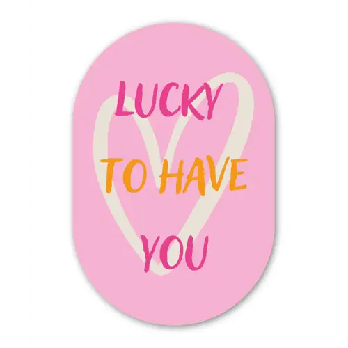 Lucky - Love - Valentijn - Roze Wandcirkel Ovaal Glas middel -3d