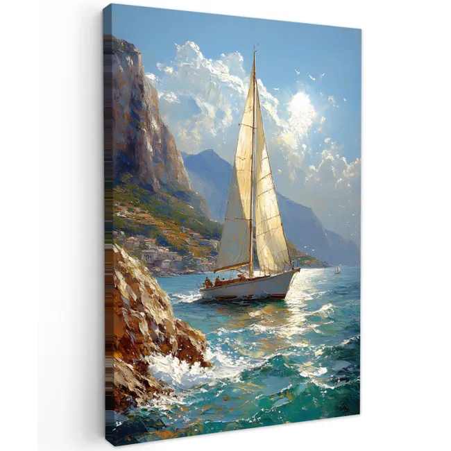 Zeilschip - Zee - Rotsen - Wolken canvas 2cm klein -z3d