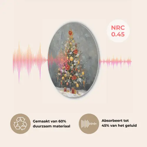 Kerstboom - Cadeaus - Rood - Goud Akoestische PET Vilt - Rond klein -USP_NL