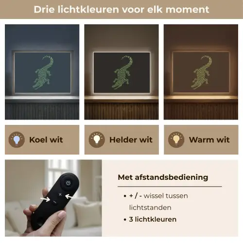 Krokodil - Groen - Tijgerachtig - Strepen Light Box met batterij (Wandlamp) middel -USP_lichtkleurNL