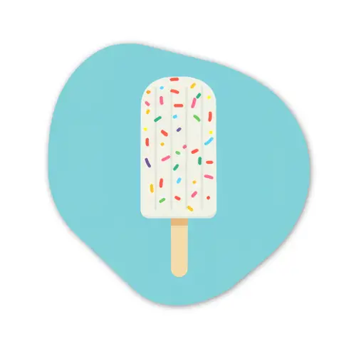 Ijsje - Stokje - Sprinkles - Lichtblauw Wandcirkel Organisch Aluminium middel -3d