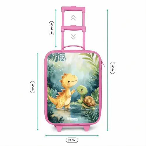Dino - Schildpad - Jungle Kinderkoffer - Roze klein -productfoto_formaten