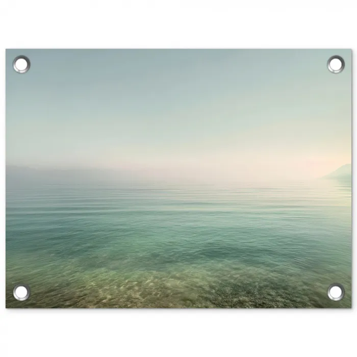Zee - Horizon - Blauw - Mist tuinposter los doek klein -3d