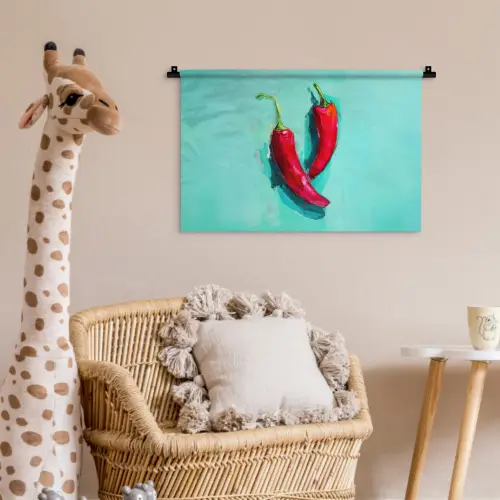 Chilipepers - Geverfd - Rood Wandkleed katoen klein -wsfeer5_kind