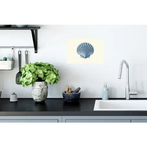 Ribbels - Blauw - Schelp Muursticker klein -keuken