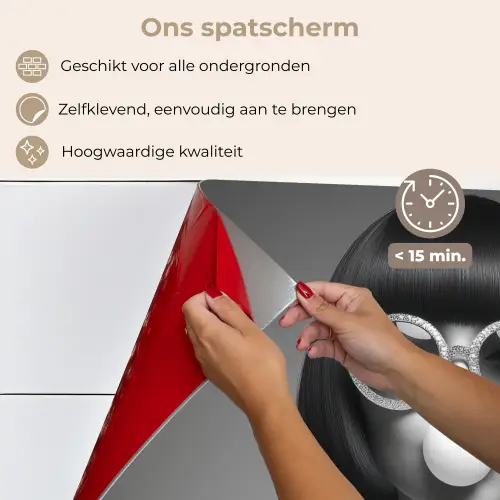 Vrouw - Zwart Wit - Ketting - Zonnebril keuken achterwand spatscherm klein -spatscherm_NL