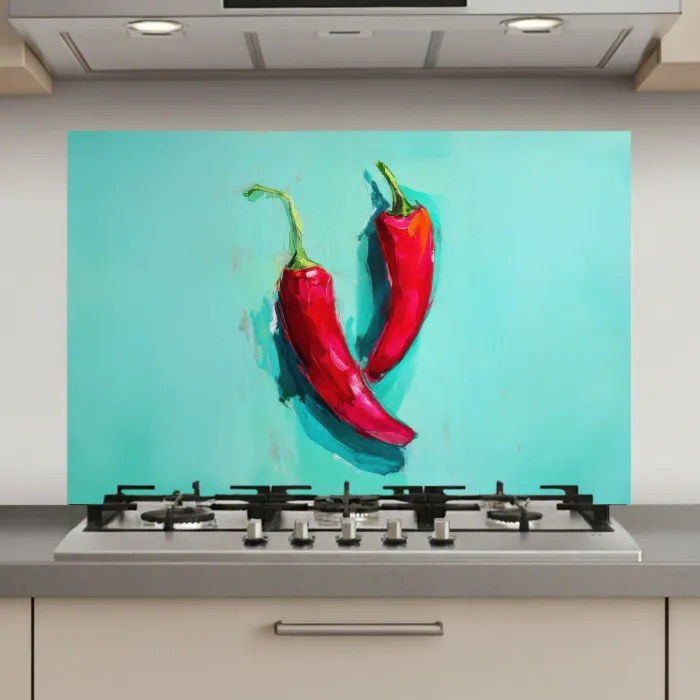 Chilipepers - Geverfd - Rood keuken achterwand spatscherm klein -3d_website