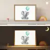 Olifant - Baby - Dieren - Blauwe ballon Light Box met batterij (Wandlamp kind) middel -sfeer3_kind