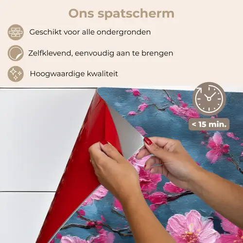 Bloem - Bloesems - Roze - Abstract keuken achterwand spatscherm klein -spatscherm_NL