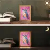 Uil - Roze - Blauw - Verf - Abstract Light Box met kabel (Tafellamp) klein -sfeer3