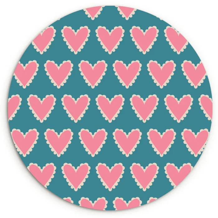 Retro - Hartjes - Patroon Wandcirkel plexiglas klein 852 -3d