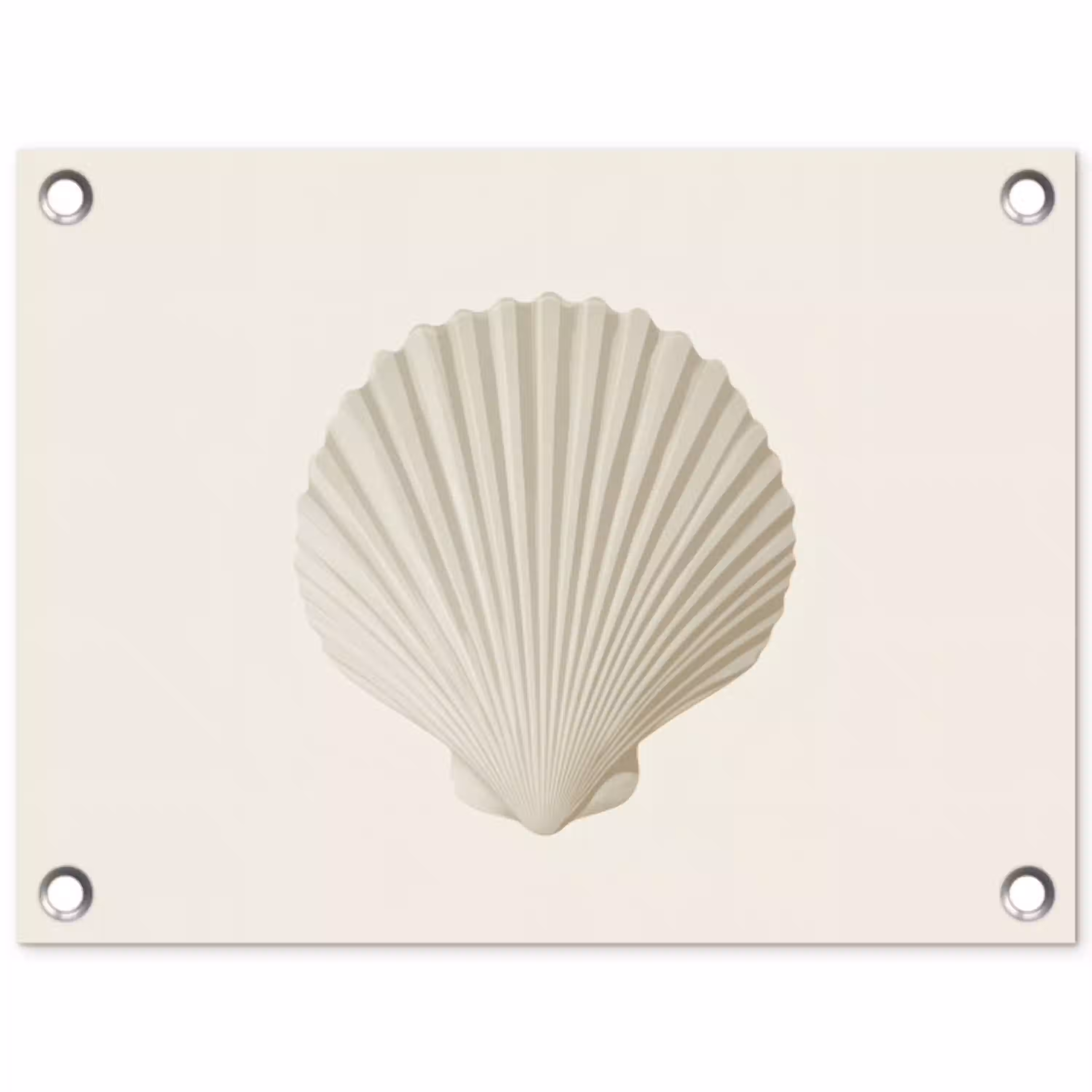 Schelp - Minimalistisch - Wit tuinposter los doek klein -3d