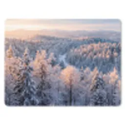 Bos - Bergen - Goud - Winter - Warm muismat rubber klein -3d