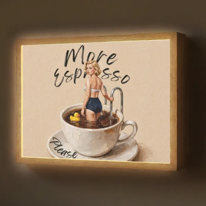 More espresso - Koffie - Eend Light Box met batterij (Wandlamp) middel -z3d_website