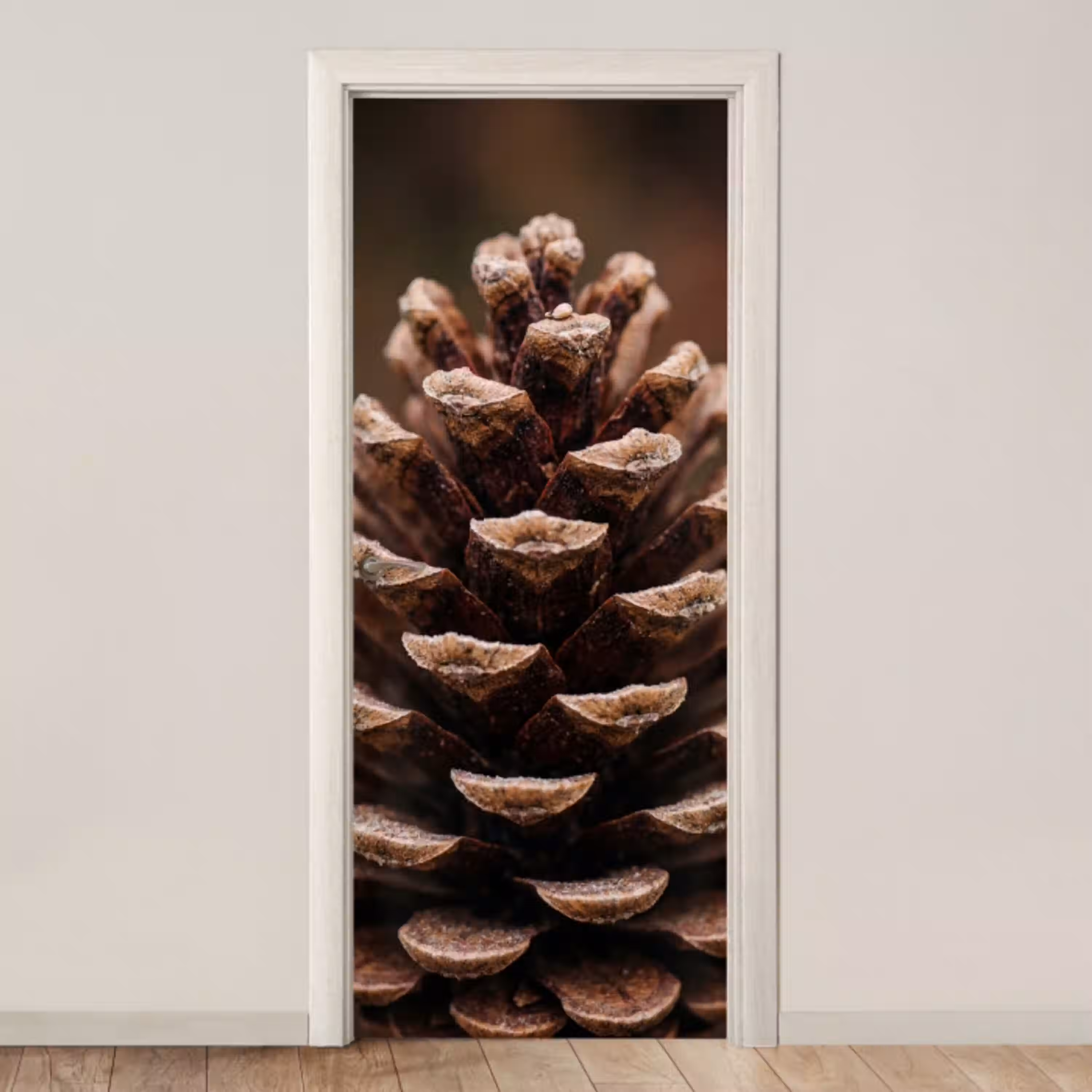 Dennenappel - Bos - Herfst - Bruin - Sfeervol deurposter klein -3d_beige
