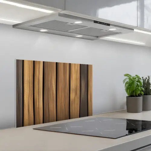 Hout - Planken - Natuurtinten keuken achterwand spatscherm klein -3d_schuin