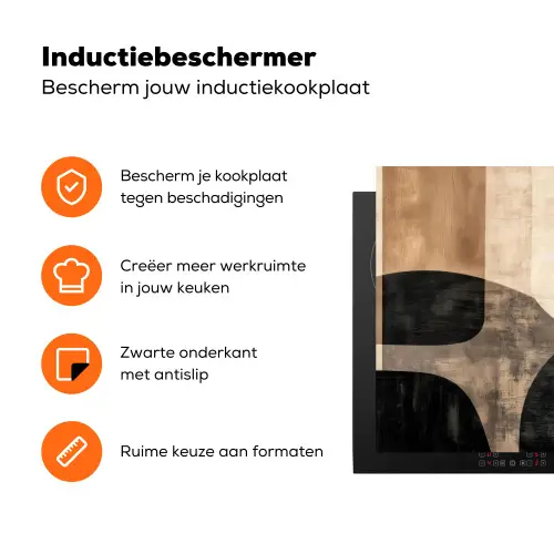 Abstract - Vlakken - Zwart - Rond Inductie beschermer vinyl 3mm klein -zzzzzzz-td-ups