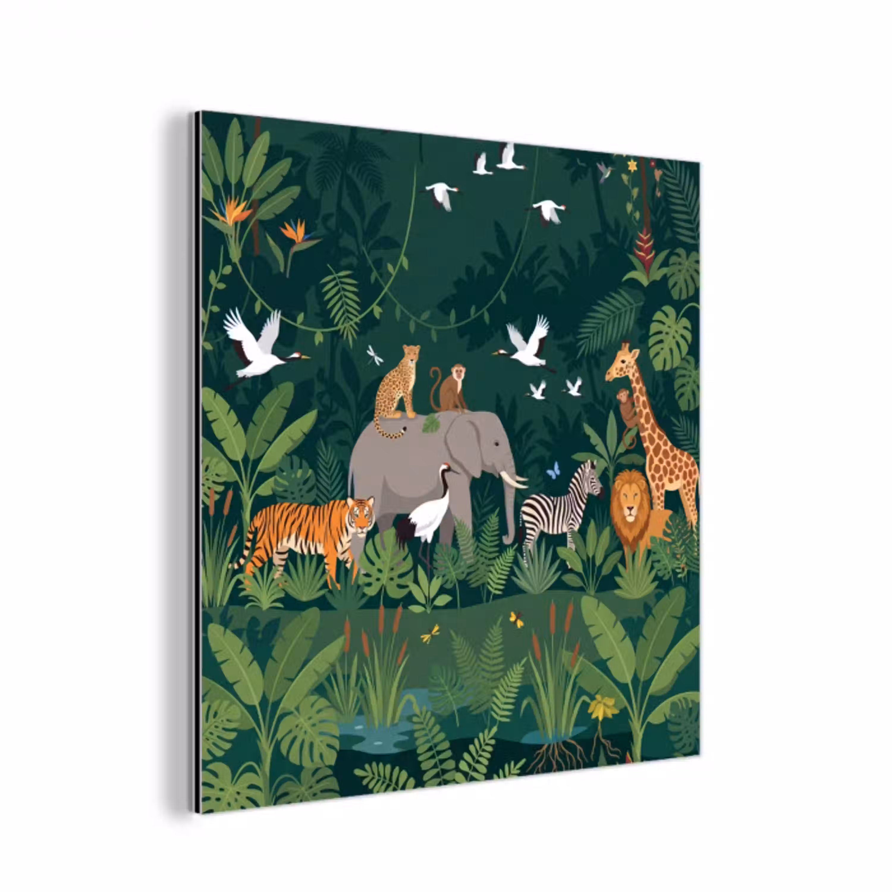 Tropisch - Jungle -  Groen aluminium wit klein -3d