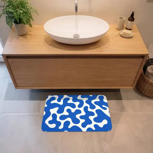 Vormen - Abstract - Blauw - Golven Badmat klein -sfeer1
